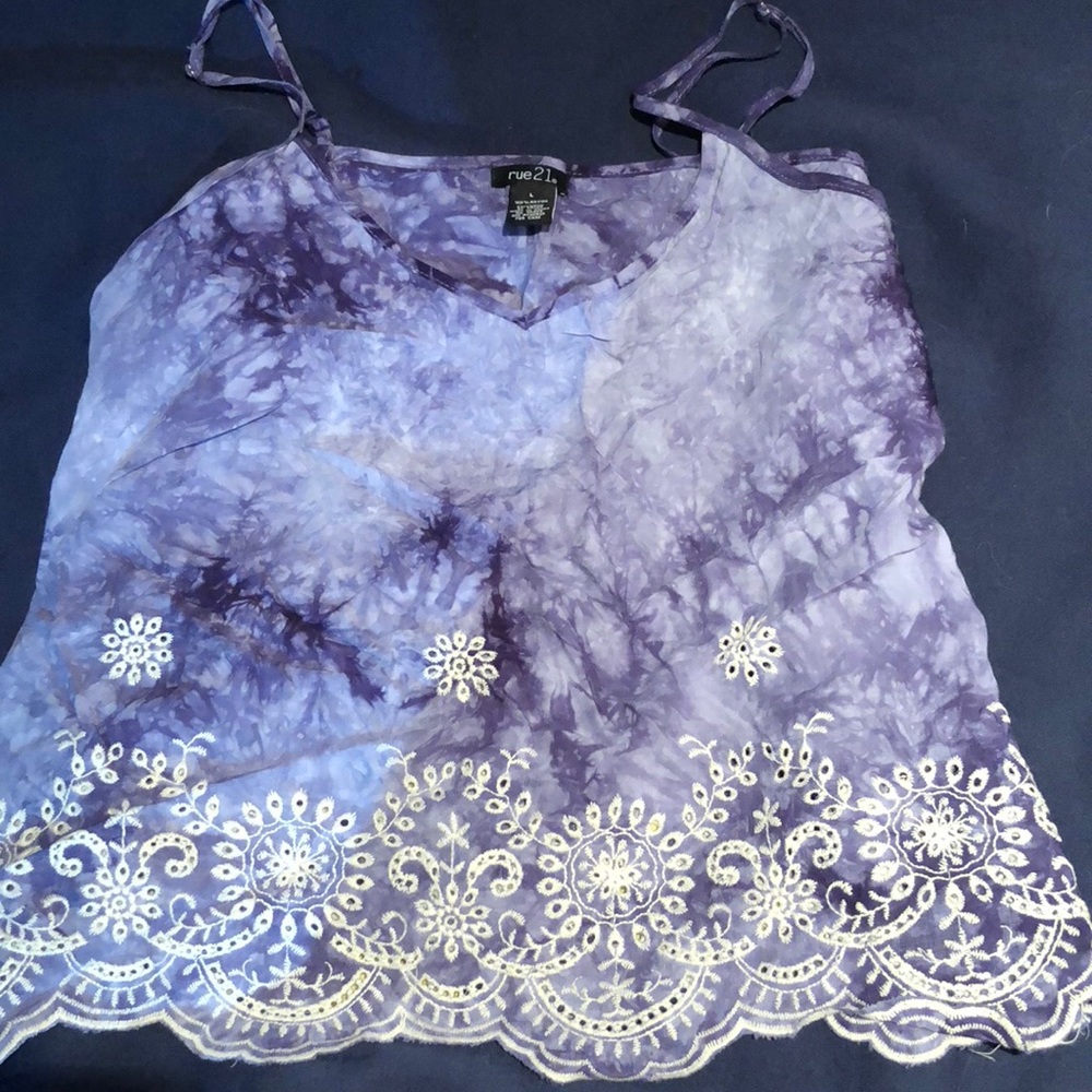 Tie dye lace tank top